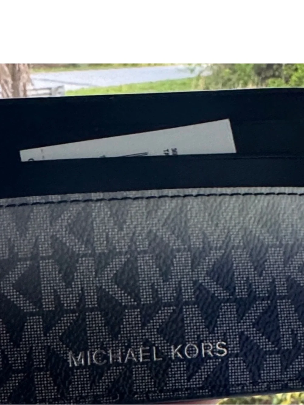 Michael Kors Black and Gray Monogram Card Case nwt unisex